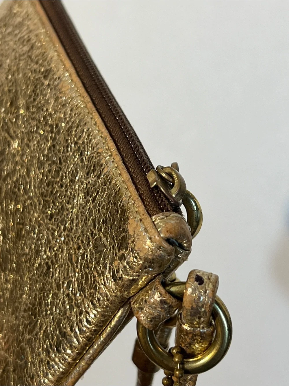 Coach Metallic Gold Embossed Poppy Wristlet